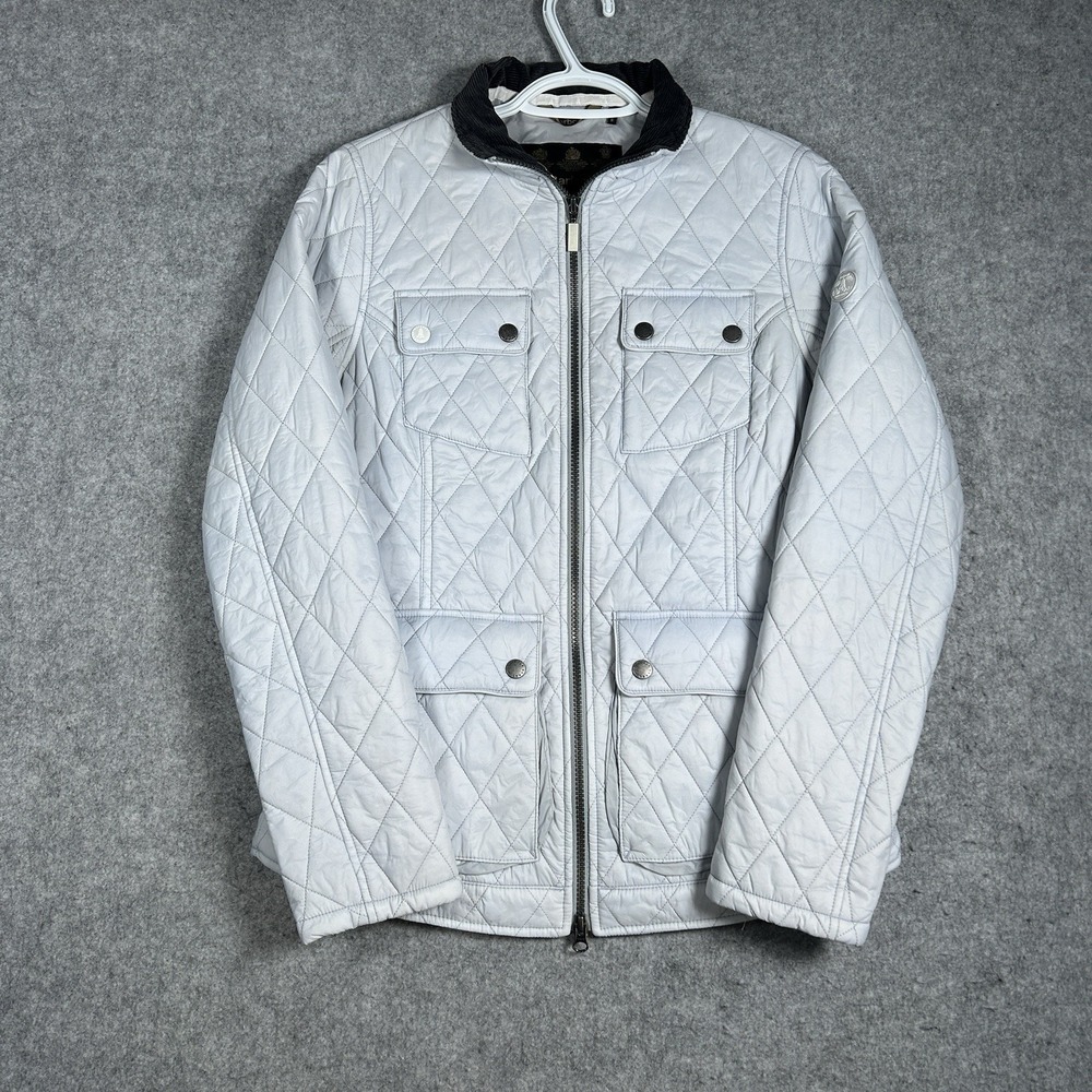 Barbour Dolostone Quilted Jacket Women's Size 6 Silver Blue Full Zip Fall‎